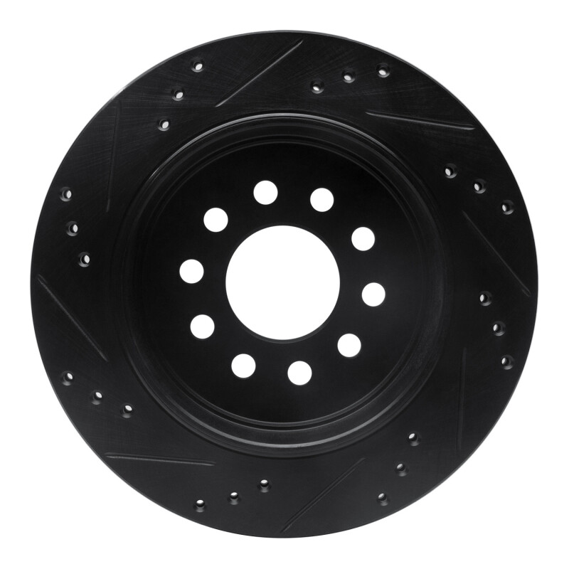 Lincoln Town Car Brake Rotor (1) - Rear Right - R1 Concepts - Drilled & Slotted - Black - `03-`11